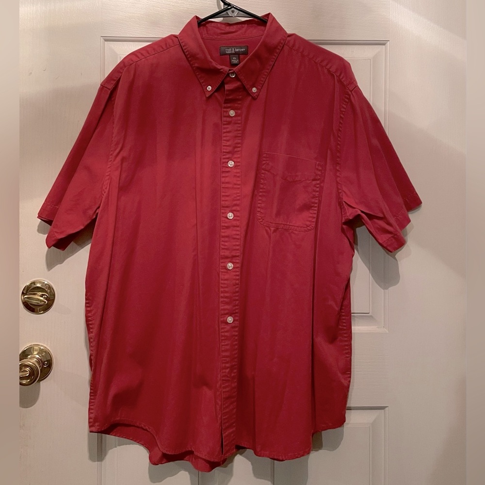 Men’s SS Croft and Barrow Sz XL Twill Shirt in Dark Red EUC